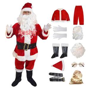 Costume de Père Noël pour adultes, disponible en tailles homme et femme, parfait pour les fêtes sur le thème de Noël et les spectacles sur scène. - Product Image 1