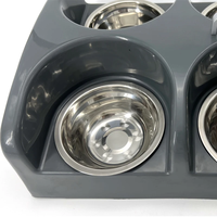 Station d'alimentation pour chiens multi-bols de qualité commerciale, 6 bols, en acier inoxydable, pour toutes les races de chiens, design durable et facile à nettoyer