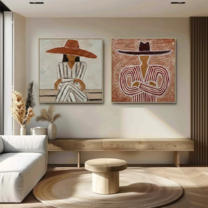 Arte Murale Moderna Stile Cowboy Occidentale, Dipinto <span class=keywords><strong>Astratto</strong></span> Messicano Personalizzato Fatto a Mano su Tela Acrilica Ecologica - Product Image 1