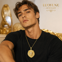 LUOYUNE Collier pendentif en laiton plaqué or 18 carats style streetwear Iced Out, motif Lion Panthère Hip Hop avec breloque en zircon CZ, pour la vente en gros et OEM