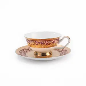 Цветочный узор золотой край эфиопский кофе чашки для чая и кофе чашки чайный сервиз с украшением в виде кристаллов Эфиопии набор кофейных чашек