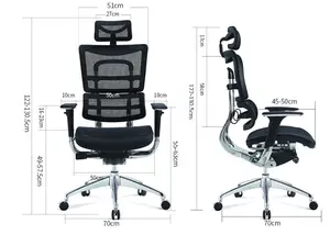 Hoge Kwaliteit Commercieel Kantoormeubilair Hoge Rug Massief Aluminium Frame Mesh Ergonomische Bureaustoel Met Lendensteun