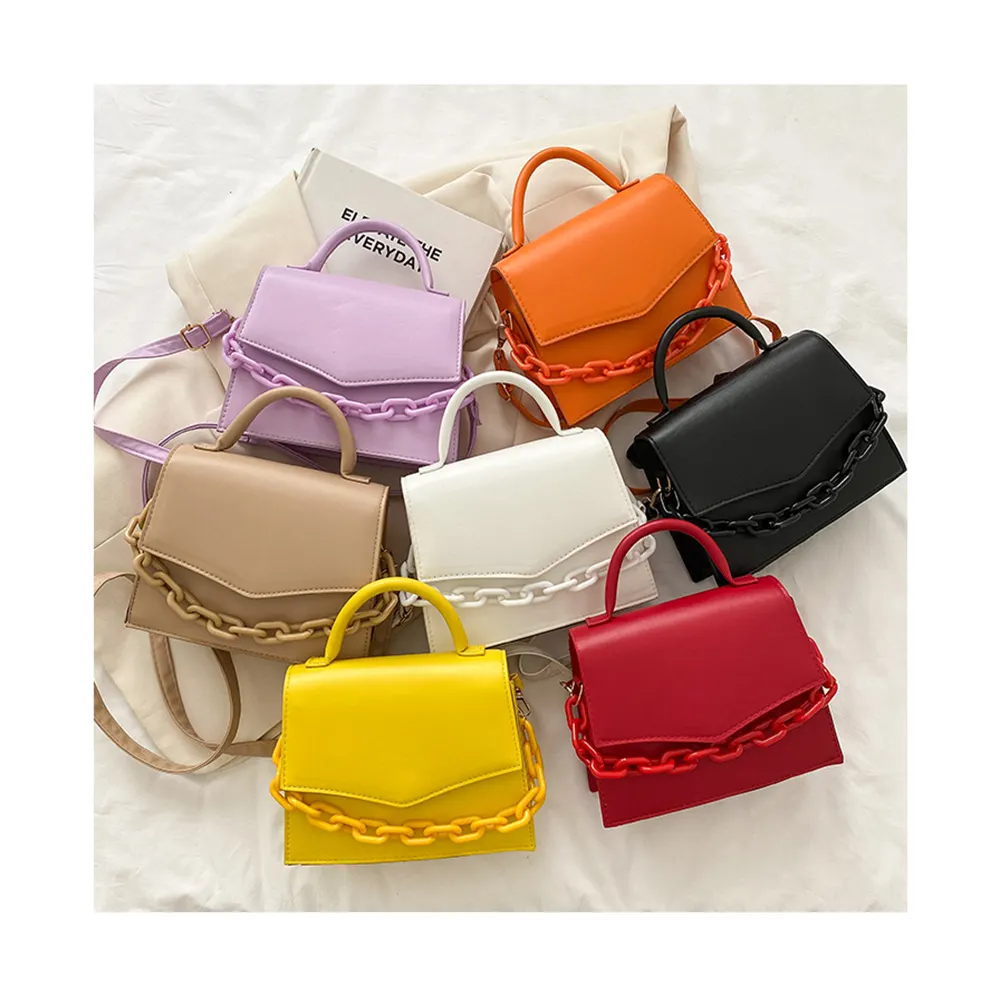 女の子2021ファッションデザイナー女性バルク購入ハンドバッグショルダーメッセンジャーバッグのための太いチェーン小さな茶色のバッグ財布