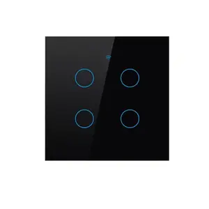 Household Wifi Smart Touch Switch Black EU 1/2/3/4 Gang No Neutral Wireless Light Wall Switches with Led Indicator