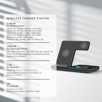Support de Charge Sans Fil 3-en-1 Pliable Portable 15W 10W pour Téléphone Mobile, Montre Connectée et Écouteurs