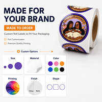Étiquettes en rouleau personnalisées imprimées, découpées rondes, pour emballage alimentaire et de boulangerie, autocollant avec logo, couleur pleine, adhésif