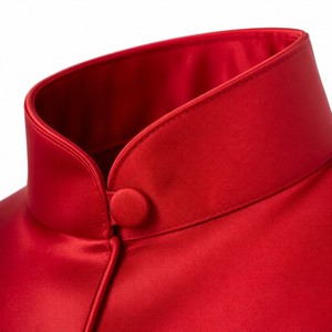 Abito Midi da Donna in Raso Duchesse 240GSM, Collo Alto, Maniche Lunghe, Stile Colonna Strutturata, per Cerimonie, Personalizzabile in Stile Diplomatico di Ginevra - Product Image 2