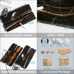 ขายร้อนหรูหราสีดําทองหินธรรมชาติหินอ่อน <span class=keywords><strong>Ashtray</strong></span> สําหรับซิการ์ - Product Image 5