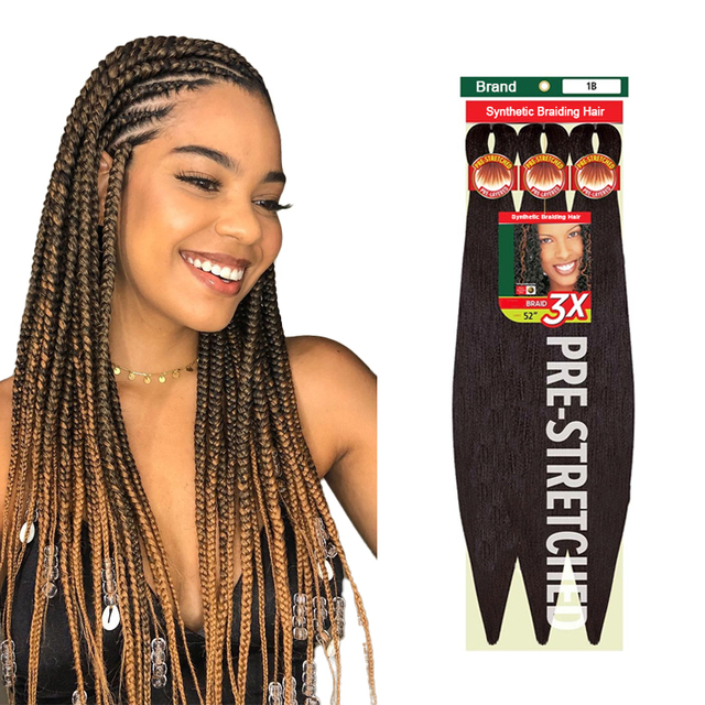 Free Sample 300G 52inch 3X EZ Braids Hair Wholesale Hot Setting Synthetic Yaki Braid Pre Stretched  Wicks for African Braids