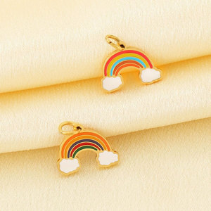 Custom DIY 14k 18k PVD Gold Plated Jewelry 316L Stainless Steel <b>Bracelet</b> Kawaii Bulk <b>Rainbow</b> Charms for <b>Bracelet</b> Necklace - Product Image 3
