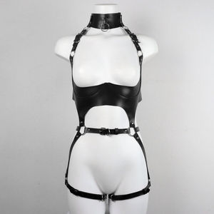 Delove Hot Selling Leather <strong>Bondage</strong> Clothing SM Hollow <strong>Bondage</strong> Sexy One-piece <strong>Bondage</strong> Clothing Female Wearable Toys - Product Image 3
