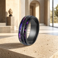 Bague en acier tungstène pour homme, opale, fibre de carbone, météorite, plaqué noir, haute dureté, bijoux tendance