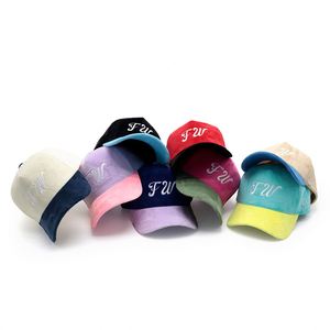 Casquette de baseball en velours personnalisée avec logo brodé bicolore vintage - Product Image 2