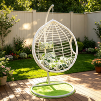 Fauteuil suspendu en rotin pour une personne avec support, chaise balançoire d'extérieur pour patio, hamac avec coussin épais pour balcon et jardin