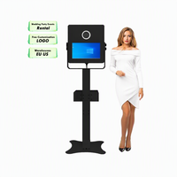 Miroir photo instantané 15,6 pouces avec éclairage LED RGB, mode selfie, design ovale, écran tactile, garantie de 2 ans