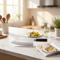 Couteau de chef japonais en acier inoxydable 8-9,9 pouces, manche en bois, extra-affûté, finition haute brillance, couteau de cuisine pour droitier