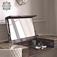 Table de toilette avec miroir, table de toilette en cuir blanc de luxe avec miroir caché, table de toilette antique noble