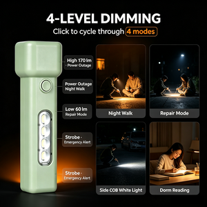 WOSEN 57g Ultra Lightweight EDC <b>LED</b> Flashlight Emergency Home For Outdoor Camping <b>Rechargeable</b> IP64 Waterproof COB ABS Torch - Product Image 3