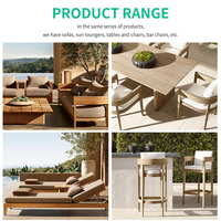Ensemble de salle à manger d'extérieur en teck massif de style ferme moderne avec table ronde et chaises empilables - Durable et résistant à l'eau