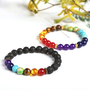 Vente en gros arc-en-ciel extensible pierre de guérison énergie Yoga <span class=keywords><strong>Bracelet</strong></span> naturel <span class=keywords><strong>7</strong></span> Chakra <span class=keywords><strong>Bracelet</strong></span> perlé pour hommes femmes (KB8555) - Product Image 1