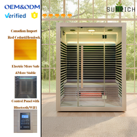 Kabin Sauna Inframerah 3 Orang Heavy Duty Mudah Dipasang dengan Panel Kontrol untuk Penggunaan di Rumah