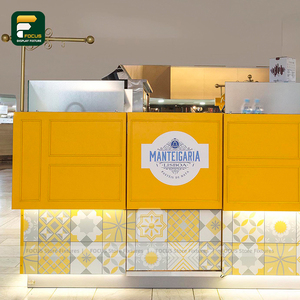 Yellow Pastry <b>Shop</b> Counter Modular Retail Display Fixture Snack Beverage Island Stand Mall Bakery Furniture Custom Design - Product Image 3