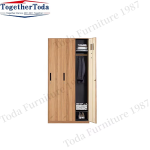 Armoires de rangement modernes en acier marron clair à trois portes avec impression par transfert sur bois et serrure à combinaison, assemblées pour les écoles ou les gymnases - Product Image 5