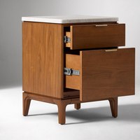 Table de chevet contemporaine en bois durable de luxe léger avec 2 tiroirs et table de nuit pour chambre à coucher