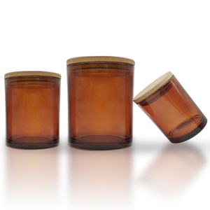 Pot <span class=keywords><strong>en</strong></span> verre transparent ambré pour la fabrication <span class=keywords><strong>de</strong></span> bougies, 210 ml, 300 ml, 420 ml, avec couvercle <span class=keywords><strong>en</strong></span> <span class=keywords><strong>bois</strong></span> - Product Image 5