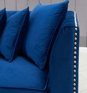Luxury Blue <strong>Crushed</strong> <strong>Velvet</strong> <strong>Sofa</strong> Fabric Sectional Chesterfield <strong>Sofa</strong> Set Design for Living Room - Product Image 3
