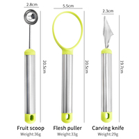 RVS 3-delige fruit snijset voor voedsel, grapefruitschepjes, meloenbolletjesvormer, pulp scheider