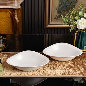 White Ceramic Tableware <b>Set</b> Multi Shape Porcelain <b>Serving</b> Plates Bowls With Handle for Home Kitchen Restaurant Dinner Service - Product Image 3