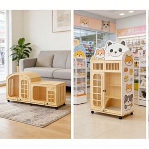 Factory direct supply of solid wood mobile pet houses, suitable for both <b>cats</b> and dogs. - Product Image 1