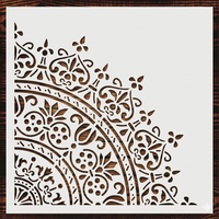 Pochoirs Mandala Réutilisables 50x50cm - Modèles de Dessin Floral pour Bricolage Mural, Carrelage, Décoration Intérieure et Extérieure