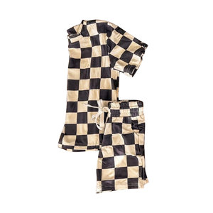 Conjuntos de ropa para niños pequeños BSSO1964, diseño personalizado, estampado de dinosaurios coloridos en azul, venta al por mayor, conjunto de manga corta para niños pequeños - Product Image 2