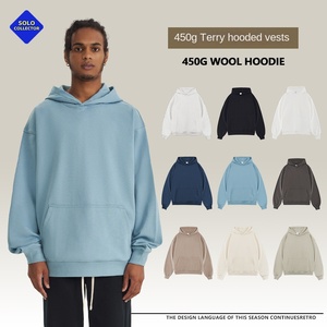 Otoño hombres 100% algodón FOG Hoodie marca de moda americana 450G Terry chaleco con capucha patrón sólido ajuste suelto nuevo Blockbuster - Product Image 2