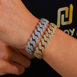 Pulsera de Zirconia Hip Hop con Tres Hileras de Rombos, Cadena Cubana, Accesorios, Pulsera para Hombre, Moda Tanjing, Collar Lijing - Product Image 2