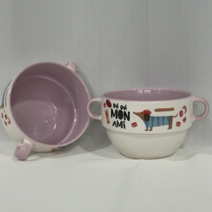 Hot New Large Capacity Eco-Friendly Porcelain Bowl High-Aesthetic Instagram Style Cute Cartoon <b>Dog</b> Design European Style - Product Image 3
