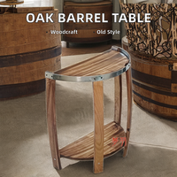 Table basse moderne en chêne massif, table d'appoint de 23,6 pouces, design baril à vin, faite à la main, portable, écologique, durable, avec rangement