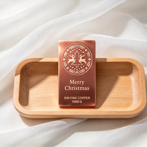 Lingotto di Rame con Motivo Albero di Natale <span class=keywords><strong>1</strong></span> <span class=keywords><strong>Kg</strong></span> .999 Rame Puro, Collezione Stagione Festiva, Souvenir, Ornamento da Esposizione - Product Image 5