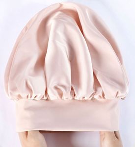 Gorro de Dormir de Satén de Seda para Mujer, con Banda Elástica Ancha, Gorro de Noche para Protección del Cabello Rizado Natural, con Scrunchie - Product Image 2