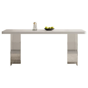 Italian Minimalist Style Acrylic <b>Rounded</b> Corner <b>Dining</b> <b>Table</b> 6 Piece Set Pure <b>White</b> And Black <b>Dining</b> Room Set Durable - Product Image 5