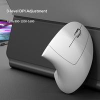 Souris optique sans fil à 6 boutons, design ergonomique vertical, fonctionnement silencieux, double mode, alimentation USB, capteur photoélectrique