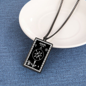 Pendentif en acier inoxydable avec sceau rectangulaire du Sigil d'Azazel, ange déchu, démon, noir, magie occulte, impressions goétiques, amulette - Product Image 6