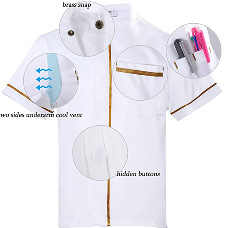 Unisex Short Sleeve Chef Jacket with Chef Uniform for Restaurant