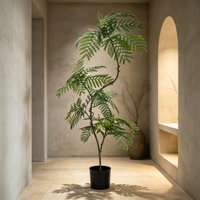 Arbre artificiel Jacaranda en pot sur pied, plante artificielle décorative pour salon, côté canapé, ornement d'intérieur type bonsaï