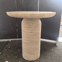 Table basse en travertin dalle de marbre moderne pour l'extérieur Console de jardin en pierre naturelle pour hôtels salons tables d'appoint cuisine