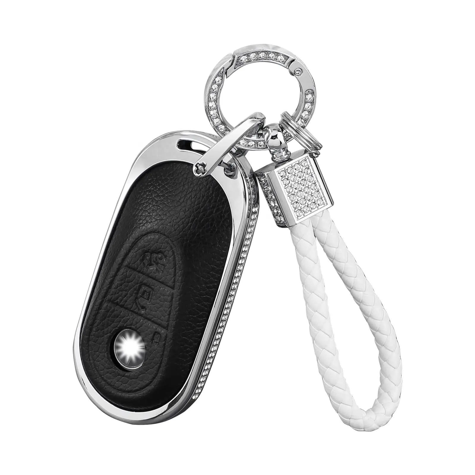 Leather Key Fob Cover for 2022 Mercedes Benz Accessories S-Class C-Class SL-Class W223 S580 Bling Key Case Protector Key Shell