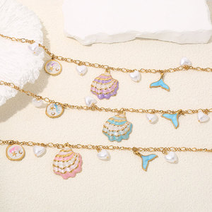 สร้อยคอจี้แฟชั่นฮาวายฤดูร้อน สร้อยคอเปลือกหอยเคลือบทอง 14k 18k PVD  ทำจากสแตนเลสสตีล 316L สำหรับผู้หญิง - Product Image 2