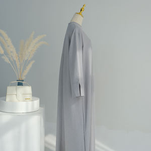 ชุดอาบายะผ้าลินินพรีเมียมสีพื้นสำหรับวันอีด แขนยาวผ่าข้าง มีกระเป๋าข้าง ชุดลำลองสำหรับผู้หญิงมุสลิม ขายส่ง - Product Image 4